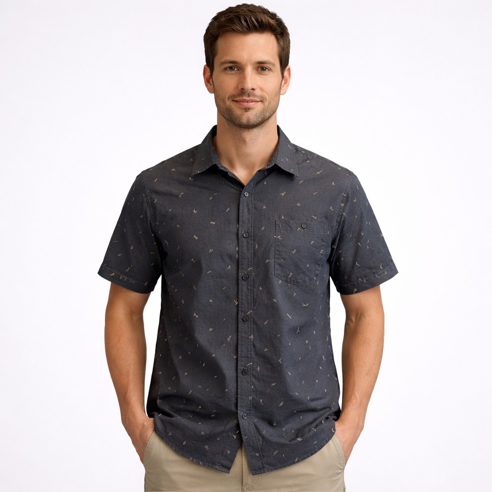 American Threads Fishing Button Up Shirt Large Outdoors Boating